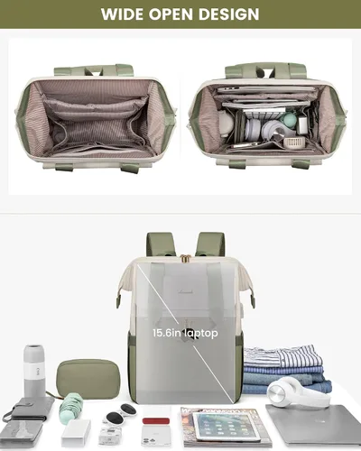 Miniatura 8 de LOVEVOOK Mochila para laptop para mujeres, mochila de trabajo convertible con bolso con puerto USB, Trabajo
