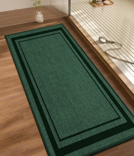 Miniatura 49 de chakme Juego de 2 alfombras de baño ultrafinas, absorbentes, antideslizantes, lavables a máquina, color beige oscuro, 17 x 24 pulgadas + tapete