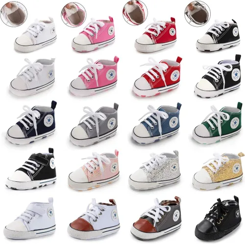 Miniatura 40 de KIDSUN zapatos deportivos altos hasta el tobillo para bebés, niños y niñas con suela antideslizante, suaves, para recién nacidos, zapatos