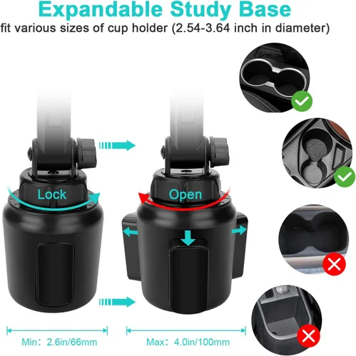 Miniatura 3 de Cup Holder Car Tablet Mount, Universal 360° Rotation Adjustable Long Arm Holder Stand for iPad Pro 12.9/11/10.5/9.7/Air/Mini 6/5/4, Galaxy Tab/Z