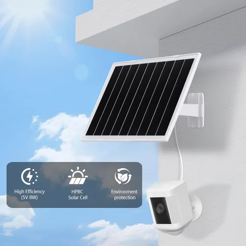 Miniatura 3 de Panel solar de 8 W y 5 V, cargador solar impermeable IP65 para exteriores, puertos micro USB USB-C DC35135, cable de 9.5 pies y soporte ajustable