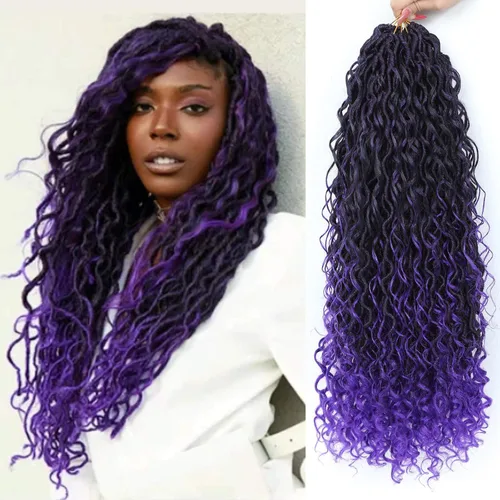 Miniatura 46 de 6 paquetes de cabello sintético rizado de Locs Crochet de 22 pulgadas, cabello de ganchillo estilo diosa, trenzas hippie sintéticas, extensiones