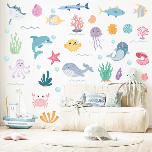 Miniatura 23 de AOWDIAO 153 piezas de calcomanías de lunares acuarela para pared, adhesivas y despegables, calcomanías de vinilo para decoración de dormitorio