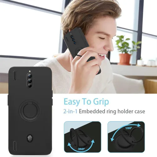 Miniatura 5 de Red Magic 8 Pro - Funda para teléfono con protector de pantalla de cristal, soporte de anillo giratorio 360 grados, soporte magnético, funda