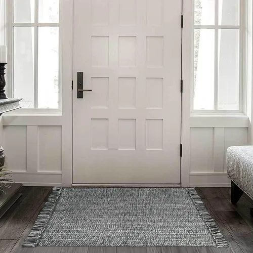 Miniatura 75 de Collive - Tapete de pasillo de cocina, 2 x 4.3 pies, tejido a mano, reversible, lavable, de algodón, color blanco/beige, para baño, pasillo