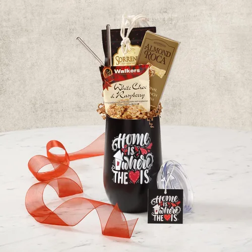 Miniatura 2 de Broadway Basketeers Taza de regalo de chocolate y dulces Welcome Home, taza grande de 16 onzas con aislamiento incluye 3 pajitas de metal, un gran