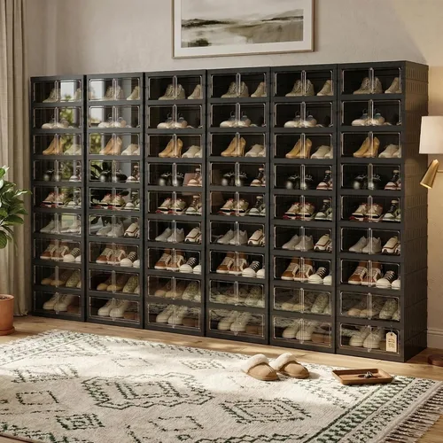 Miniatura 26 de Organizador de Zapatos Plegable Caja de Almacenamiento, Estante de Zapatos Plegable Portátil Extra Grande para Closet, Caja de Almacenamiento