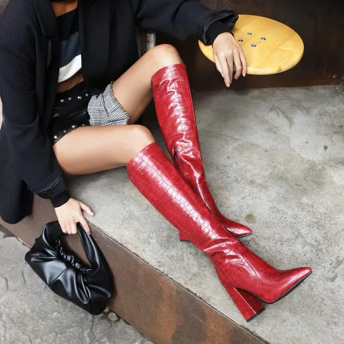 Miniatura 7 de Women Elegant Dress Boots Knee High Zipper Slim High Boots