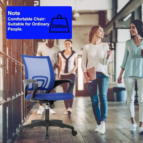 Miniatura 6 de Silla de oficina ergonómica de soporte lumbar, silla de computadora de malla, silla giratoria con respaldo medio con reposabrazos, silla de trabajo