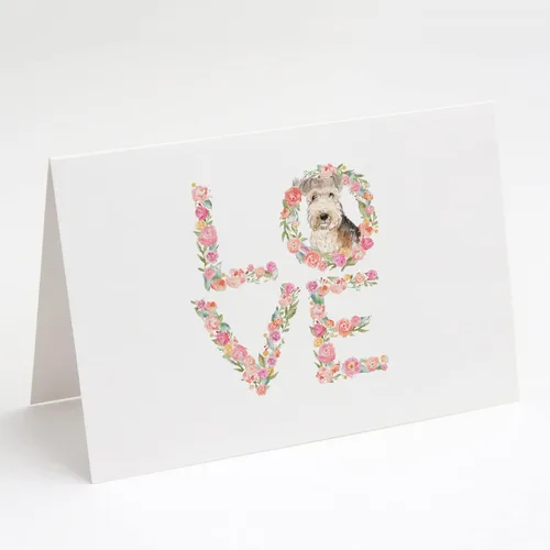 Caroline's Treasures WDK4593GCA7P Lakeland Terrier Love Tarjetas de felicitación y sobres, paquete de 8 tarjetas en blanco con sobres, tamaño A7,