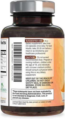 Miniatura 8 de Suplemento de curcumina de cúrcuma – 95% de curcuminoides con cúrcuma orgánica y pimienta negra BioPerina para una mejor absorción, apoyo diario