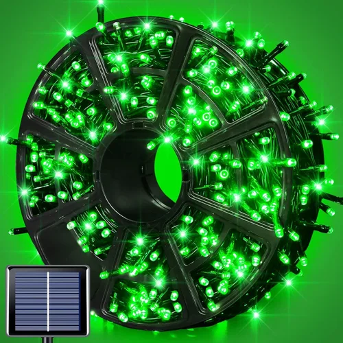 Miniatura 22 de JMEXSUSS 600 luces LED solares azules de Navidad, 206.7 pies, luces azules de Navidad al aire libre, impermeables, 8 modos de luz solar al aire