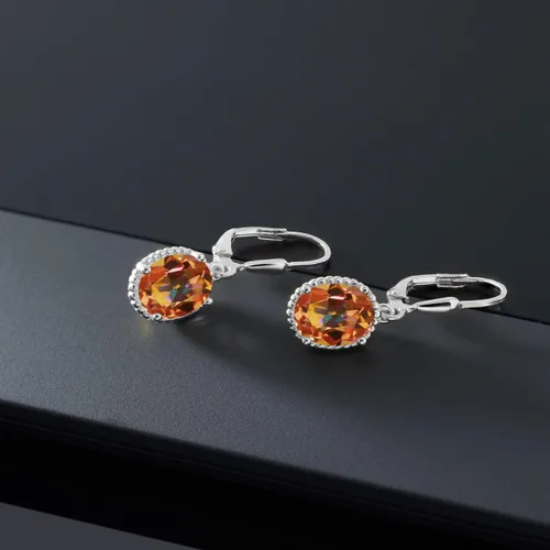 Miniatura 91 de Gem Stone King Aretes colgantes de gota para mujer, plata de ley 925, piedra natal ovalada de 0.354 x 0.276 in, joyería fina, regalos para ella