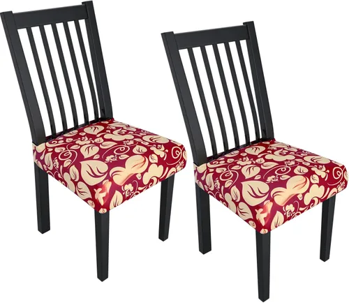 Miniatura 14 de Juego de 4 fundas elásticas para sillas de comedor, fundas para sillas de comedor con estampado floral, fundas para asientos de sillas con estampado