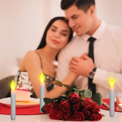 Miniatura 5 de Macarrie 108 Piezas Velas Cónicas LED Sin Llama que Funcionan con Batería, Velas Eléctricas de Luz Parpadeante Portátiles Candelabros, Decoración