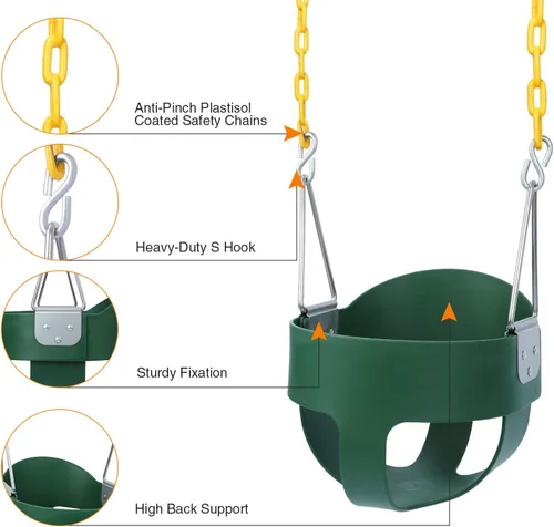 Miniatura 3 de RedSwing Columpio de Cubo Completo de Respaldo Alto con Combo de Asiento de Columpio de Servicio Pesado (Triángulo y Chain Dip), Correas de Árbol