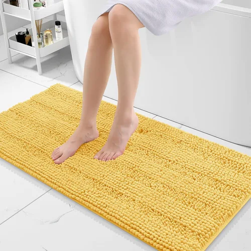 Miniatura 166 de Grandaily Alfombras de baño de felpilla a rayas de 24 x 16 pulgadas, extra gruesas y suaves, absorbentes, parte trasera de goma, alfombra de ducha