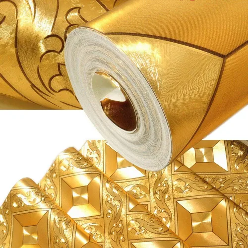 QIHANG Papel tapiz de mosaico de papel tapiz cuadrado de papel tapiz de papel tapiz de hoja de oro, rollo moderno, techo de hotel, papel tapiz