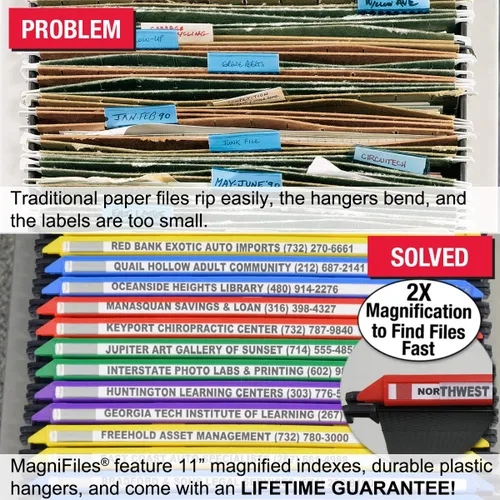 Miniatura 2 de Ultimate Office - Carpetas MagniFile colgantes con base en V de tamaño carta y con índices agrandados de 11 pulgadas que duplican