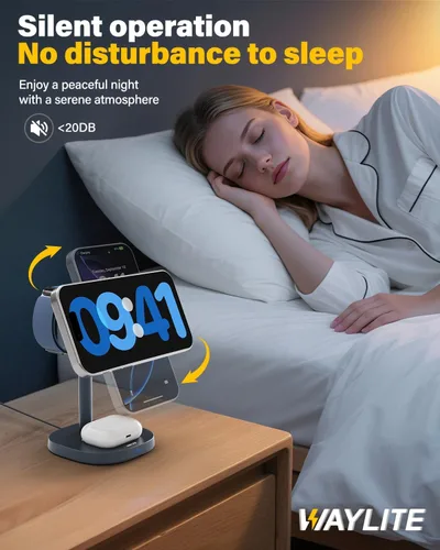 Miniatura 8 de Estación de carga inalámbrica 3 en 1 para soporte de cargador Apple MagSafe, cargador rápido Qi2 de 15 W para teléfono y reloj con refrigeración 15W