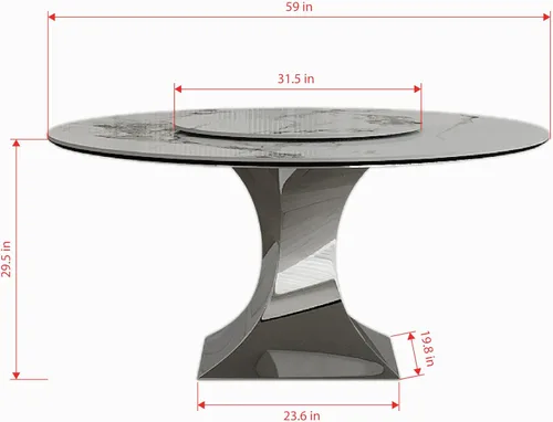 Miniatura 5 de Mesa de comedor redonda, mesa de comedor de piedra sinterizada blanca, base moderna de acero inoxidable sólido