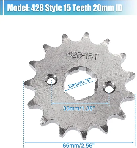 Miniatura 3 de X AUTOHAUX 1 juego de 428 estilo 15 dientes 0.787 in ID motocicleta piñón delantero para motocicleta 50cc 70cc 110cc 125cc motocicleta Dirt Pit Bike
