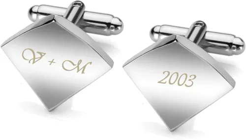 PiercingJ 2 gemelos de grabado gratuito, personalizados, con nombre personalizado para hombre clásico grabado inicial, letras del alfabeto y camisas