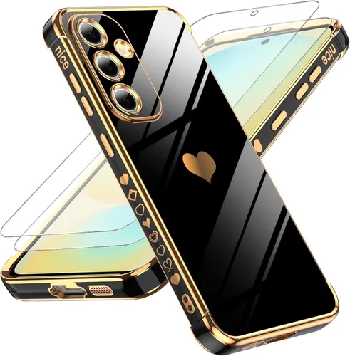 Miniatura 71 de LeYi for Moto G 5G 2025 Case: with Tempered Glass Screen Protector [2 Pcs]+ Full Camera Lens Protection,Love Heart Plating Cute Luxury Soft TPU