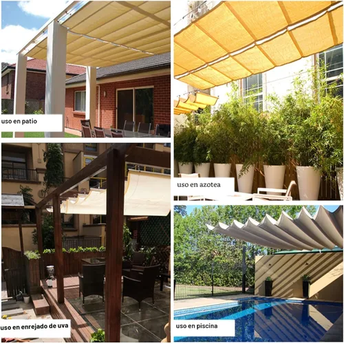 Miniatura 3 de Velas retráctiles de sombra ondulada, cubierta telescópica para pérgola con kit de montaje, toldo de techo con protección solar anti-UV, cubierta