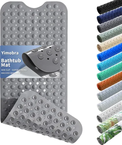 Miniatura 23 de Yimobra - Tapete original para bañera antideslizante extralargo con ventosas grandes y agujeros de drenaje, lavable a máquina