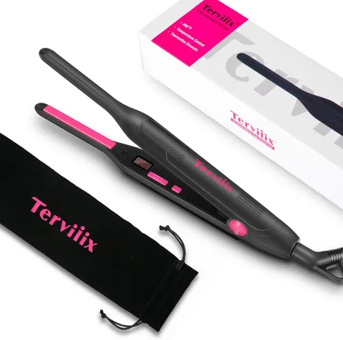 Miniatura 9 de Terviiix Mini plancha plana y alisador de pelo para cabello corto, puntas y corte pixie - plancha de lápiz delgada de 0,79 cm para cabello bebé