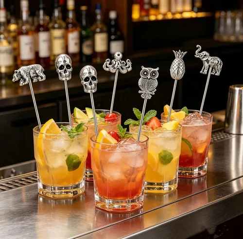 Miniatura 3 de Homestia - Púas de cóctel de metal para bebidas, 11.9 cm reutilizables, pinchos de cóctel para guarnición, espadas, 6 piezas, púas de martini