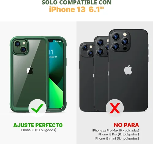 Miniatura 7 de Diaclara - Funda diseñada para iPhone 13, carcasa resistente de cuerpo completo con protector de pantalla integrado sensible al tacto, antiarañazos