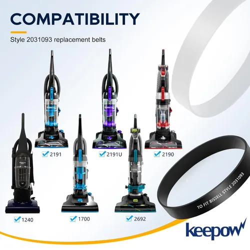 Miniatura 2 de KEEPOW Correa de repuesto para aspiradora Bissell PowerForce Helix Turbo 2191, 2191U, 2190, 2252, 2253, 2254, 22543, 1700, 1701, 1797, 1793, 2691