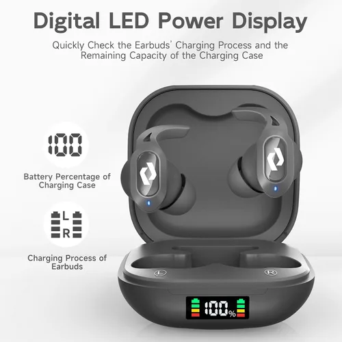 Miniatura 5 de Auriculares inalámbricos con Bluetooth, estuche de carga inalámbrica, auriculares impermeables, micrófono integrado, reproducción de graves estéreo