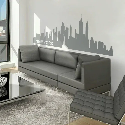 Miniatura 2 de Vinilo adhesivo de pared de Nueva York, calcomanía de Nueva York, horizonte de Nueva York, decoración de pared, mural de pared gráfico para Negro