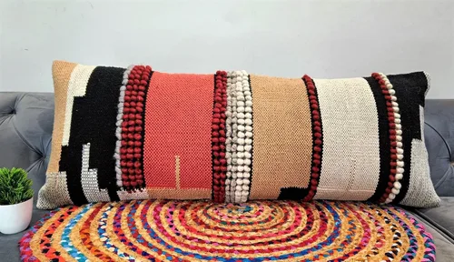 Miniatura 5 de Trade Star Funda de almohada 100 % algodón, altamente duradera, de alta calidad, para sofá, funda de almohada lumbar moderna y bohemia copetuda