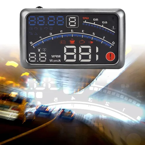 Miniatura 7 de OBD2 - Velocímetro digital universal de 5.5 pulgadas, proyector de parabrisas, alarma de sobrevelocidad, kmh/mph