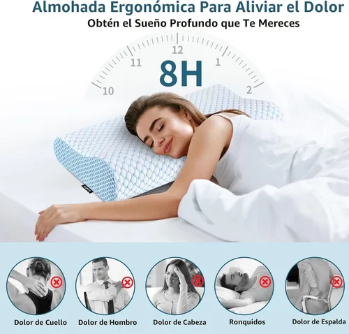 Miniatura 2 de Almohada cervical para aliviar el dolor de cuello, almohadas de espuma viscoelástica de contorno para dormir, almohada ergonómica ajustable
