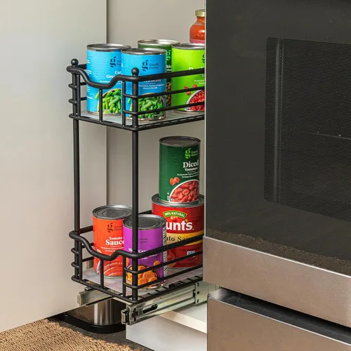 Miniatura 2 de Household Essentials Organizador extraíble de dos niveles de acero negro mate