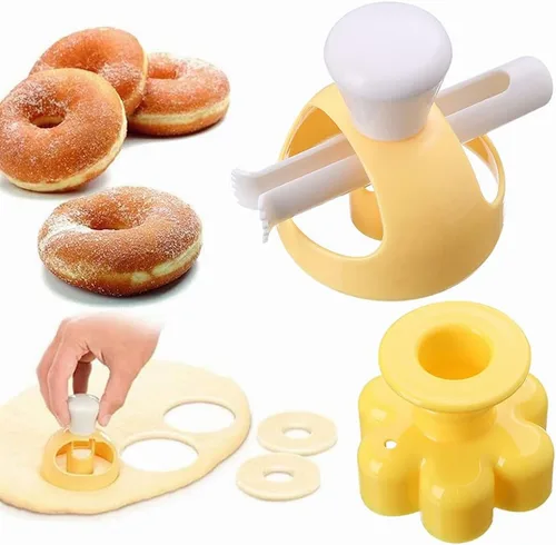 Miniatura 4 de Juego de cortadores de donas de 3 pulgadas, cortador de galletas redondo de plástico para hornear con alicates de inmersión, molde antiadherente