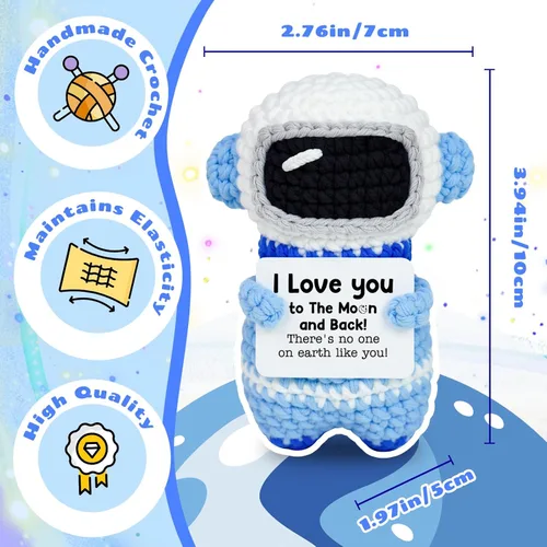 Miniatura 5 de Regalos para él, su novio, novia, To My Love hechos a mano, positivo crochet astronauta, San Valentín, aniversario, día del padre, regalos de Te amo