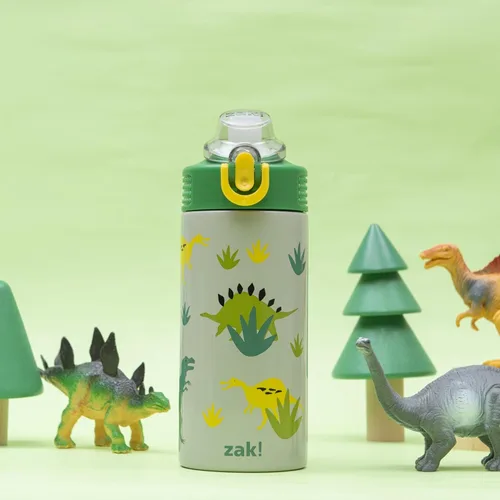 Miniatura 3 de Zak Designs Sage Kids - Botella de agua para la escuela, viajes o en casa, botella de agua de acero inoxidable de 14 onzas con pajilla, asa y tapa