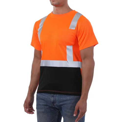 Miniatura 19 de sesafety Camisas de alta visibilidad para hombre clase 3 Hi Vis, camisetas reflectantes de construcción para hombres con bolsillo, camisetas