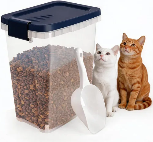 Contenedor de almacenamiento de comida para gatos de 5 a 10 libras con cuchara, recipiente hermético para alimentos para perros, gatos, semillas de