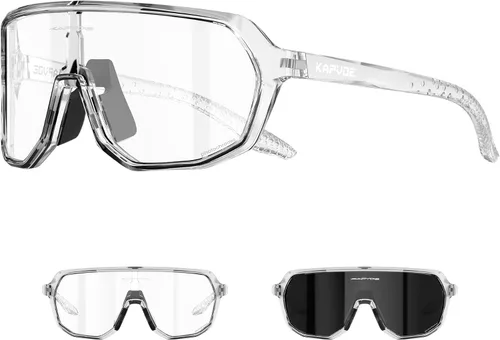 Miniatura 10 de KAPVOE Gafas de ciclismo fotocromáticas para hombres y mujeres, gafas de sol de bicicleta de montaña, gafas deportivas con protección UV Azul Negro