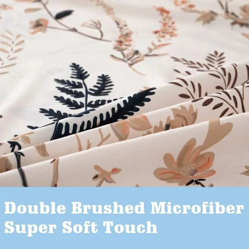 Miniatura 5 de JSD Juego de sábanas de microfibra con estampado floral otoñal, 6 piezas, suave, bohemio, con patrón de helechos botánicos, bolsillo extra profundo