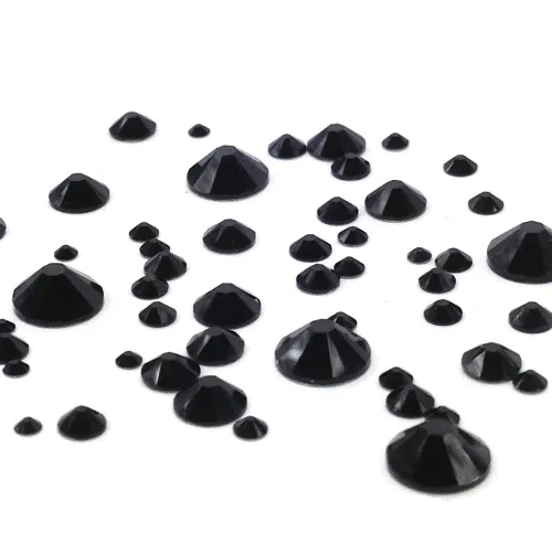 Miniatura 3 de JET (280) negro 144 piezas Swarovski 2058/2088 Crystal Flatbacks diamantes de imitación negros mezclados con tamaños ss5, ss7, ss9, ss12, ss16