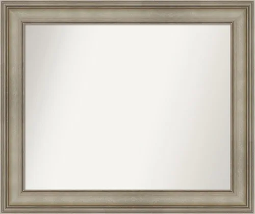 Miniatura 42 de Amanti Art Espejo de baño plateado para sobre el fregadero, 26 x 26 pulgadas, espejo cuadrado de plata antigua, marco de madera tradicional mediano