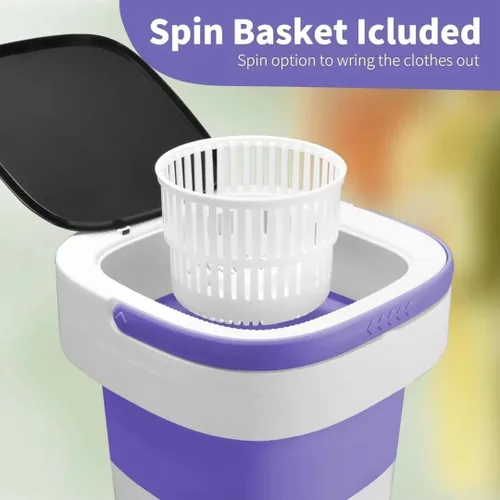 Miniatura 6 de Lavadora portátil de 16 litros – Mini lavadora plegable y secadora de centrifugado para ropa interior, ropa de bebé, calcetines, delicados, camping